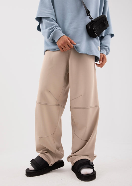 Stitching Detailed Beige Trouser - Clothing Lab