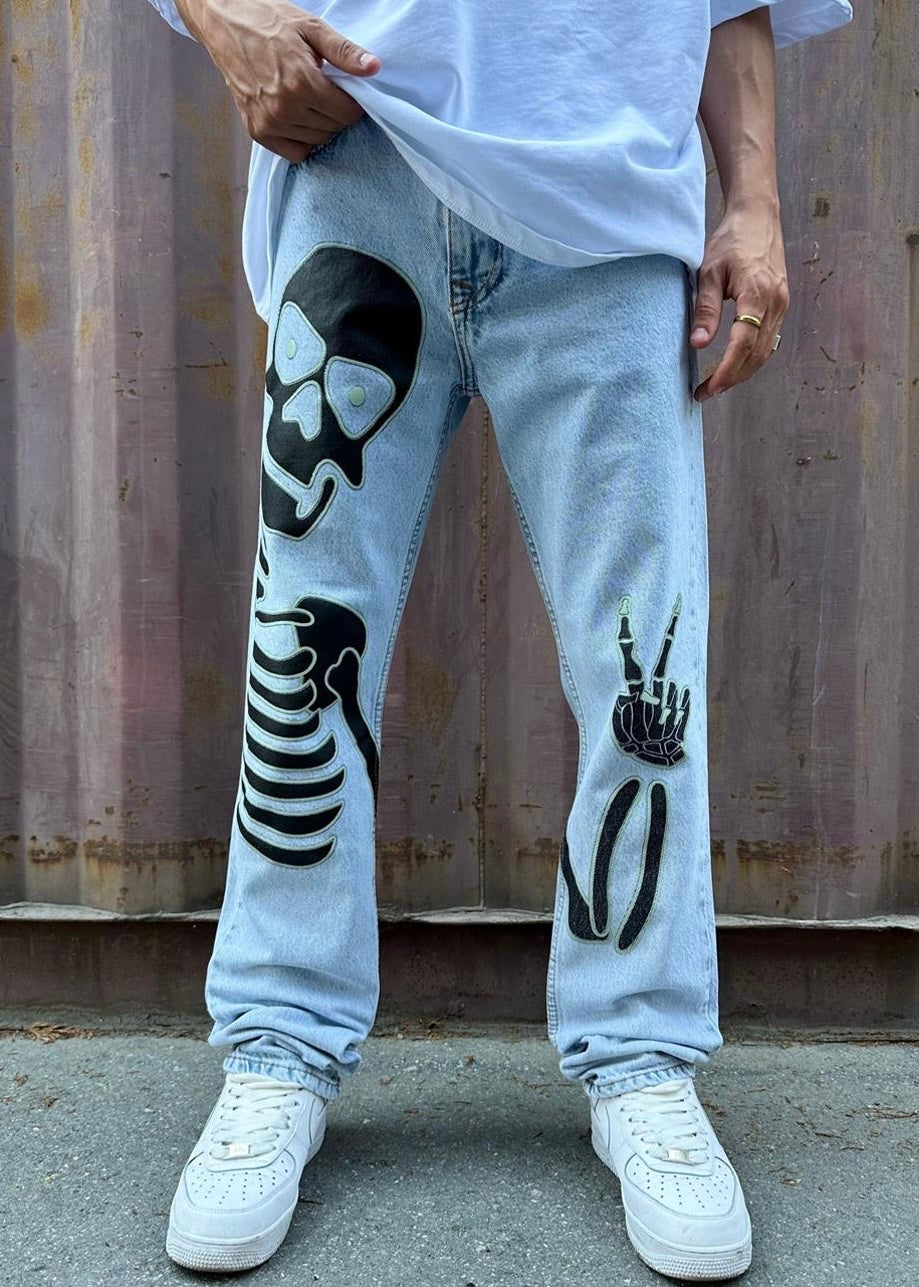 Skeleton Baggy Jeans - Clothing Lab