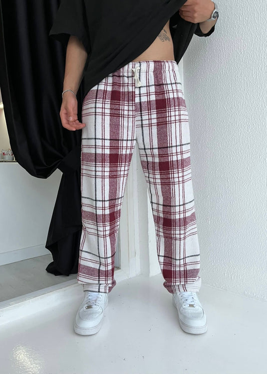 Pijama White And Bordeau Pattern - Clothing Lab