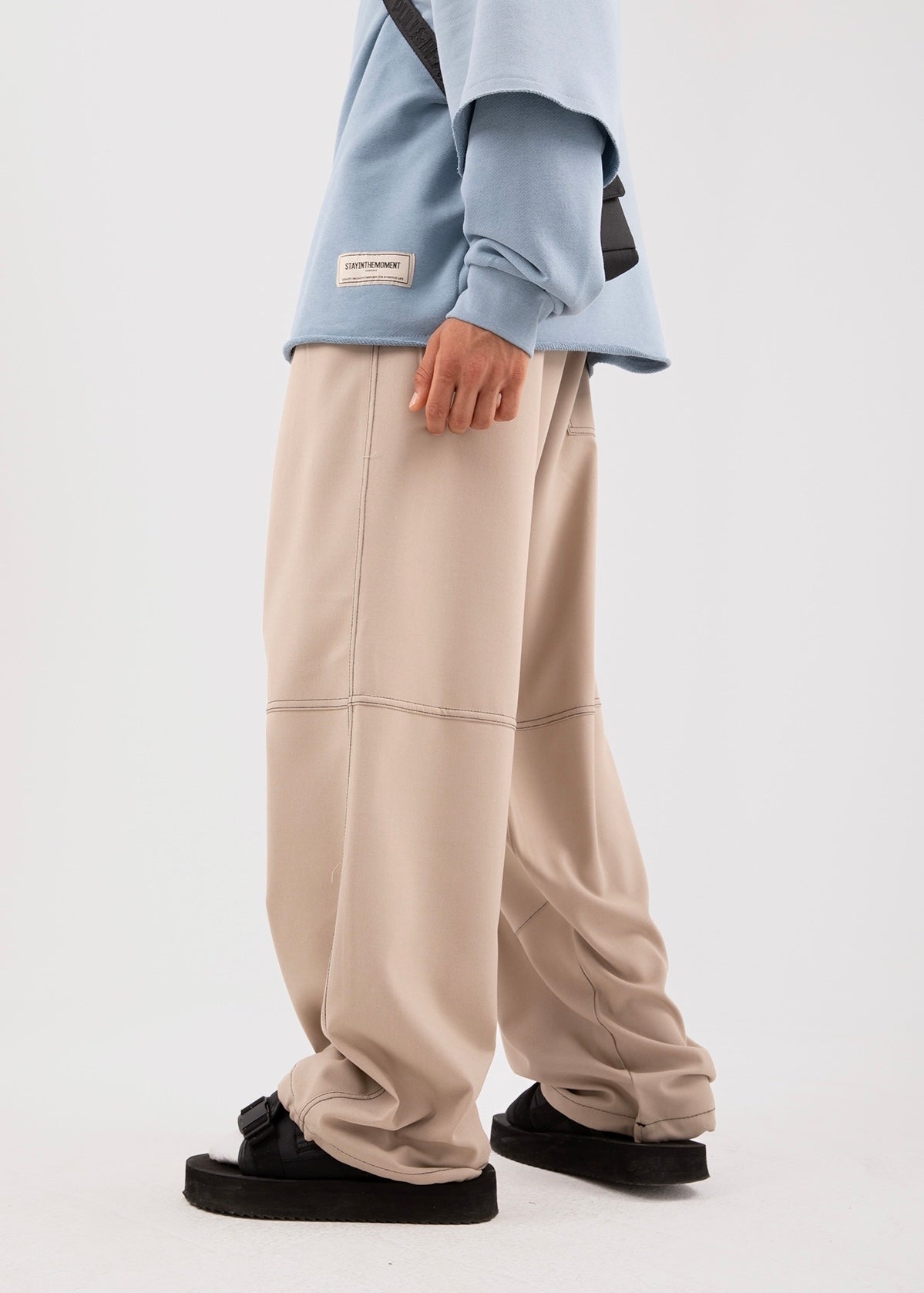 Stitching Detailed Beige Trouser - Clothing Lab