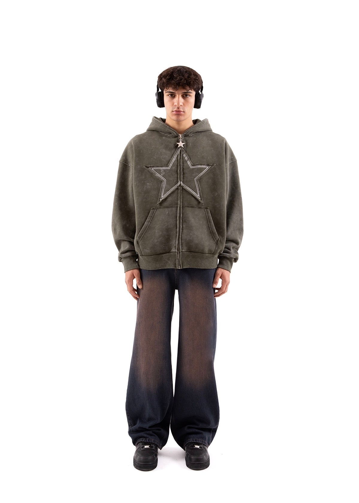 Faded Brown Baggy Pockets Jeans - Clothing Lab