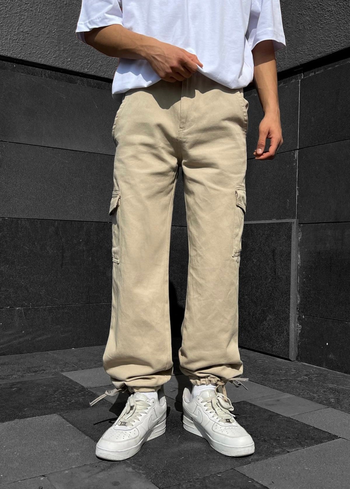 Beige Baggy Adjustable Pants - Clothing Lab