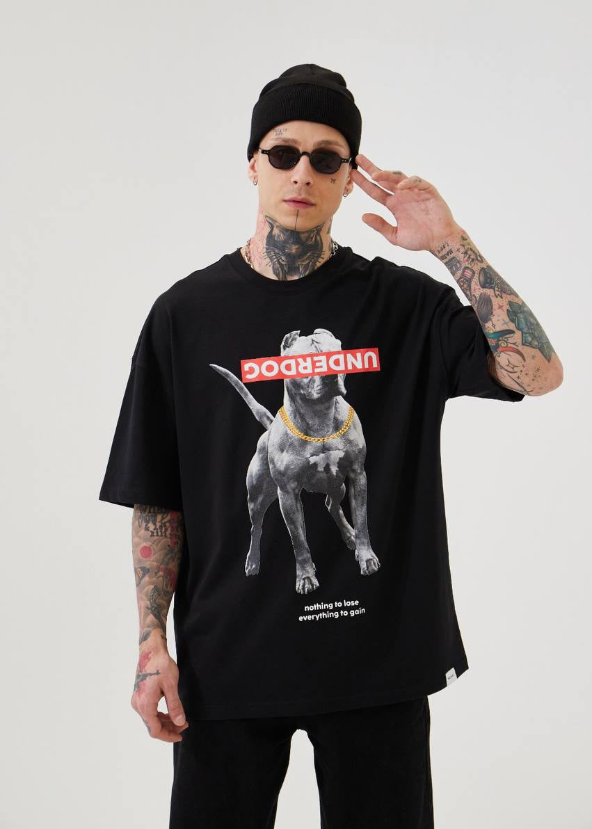 Under Dog Black Oversize Tshirt - Clothing Lab