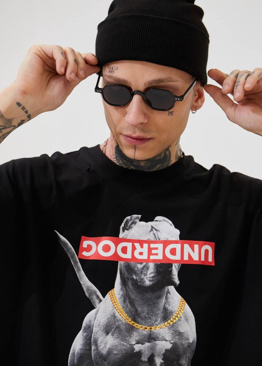 Under Dog Black Oversize Tshirt - Clothing Lab