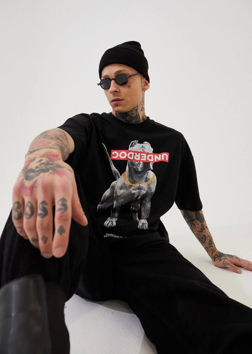 Under Dog Black Oversize Tshirt - Clothing Lab